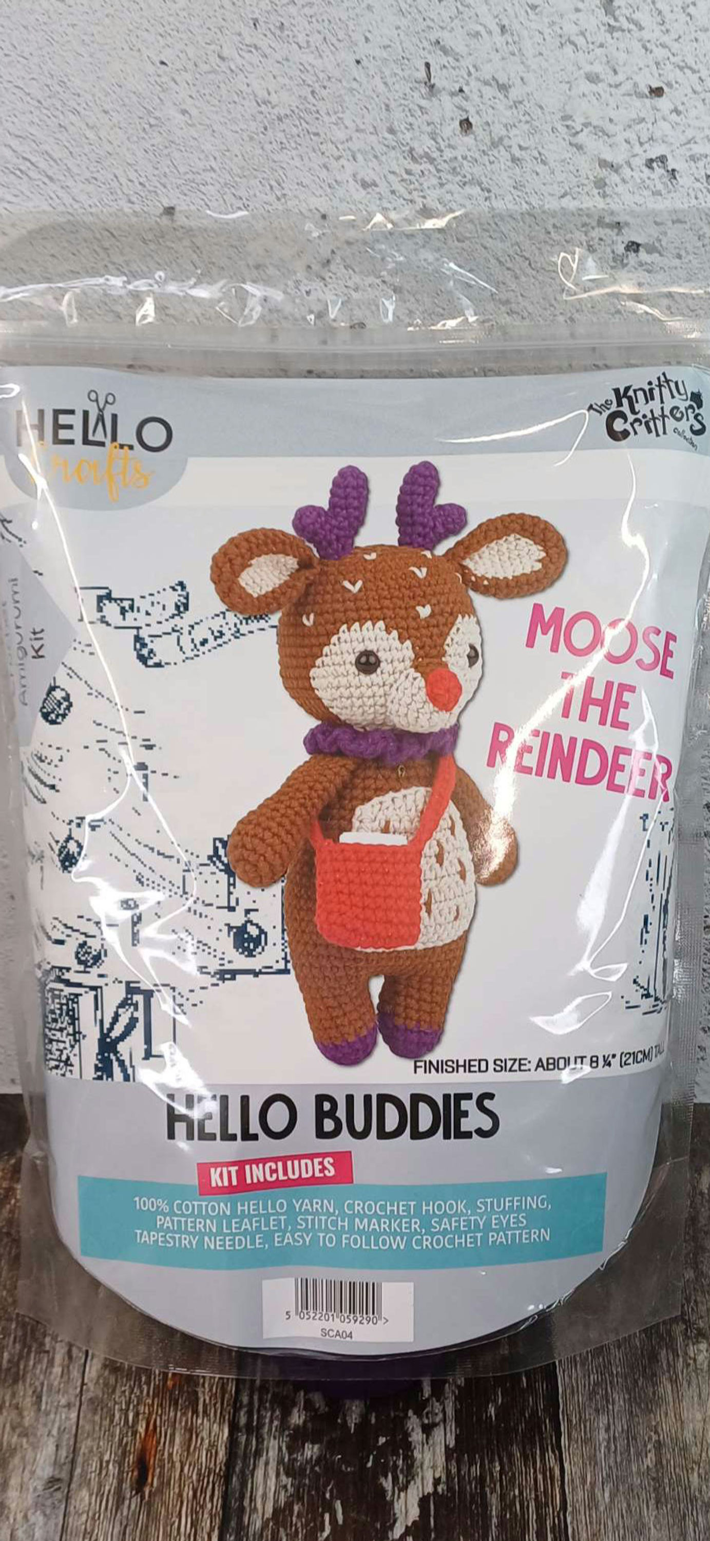 Knitty Critters - Hello  Buddies - Moose The Reindeer Crochet Kit