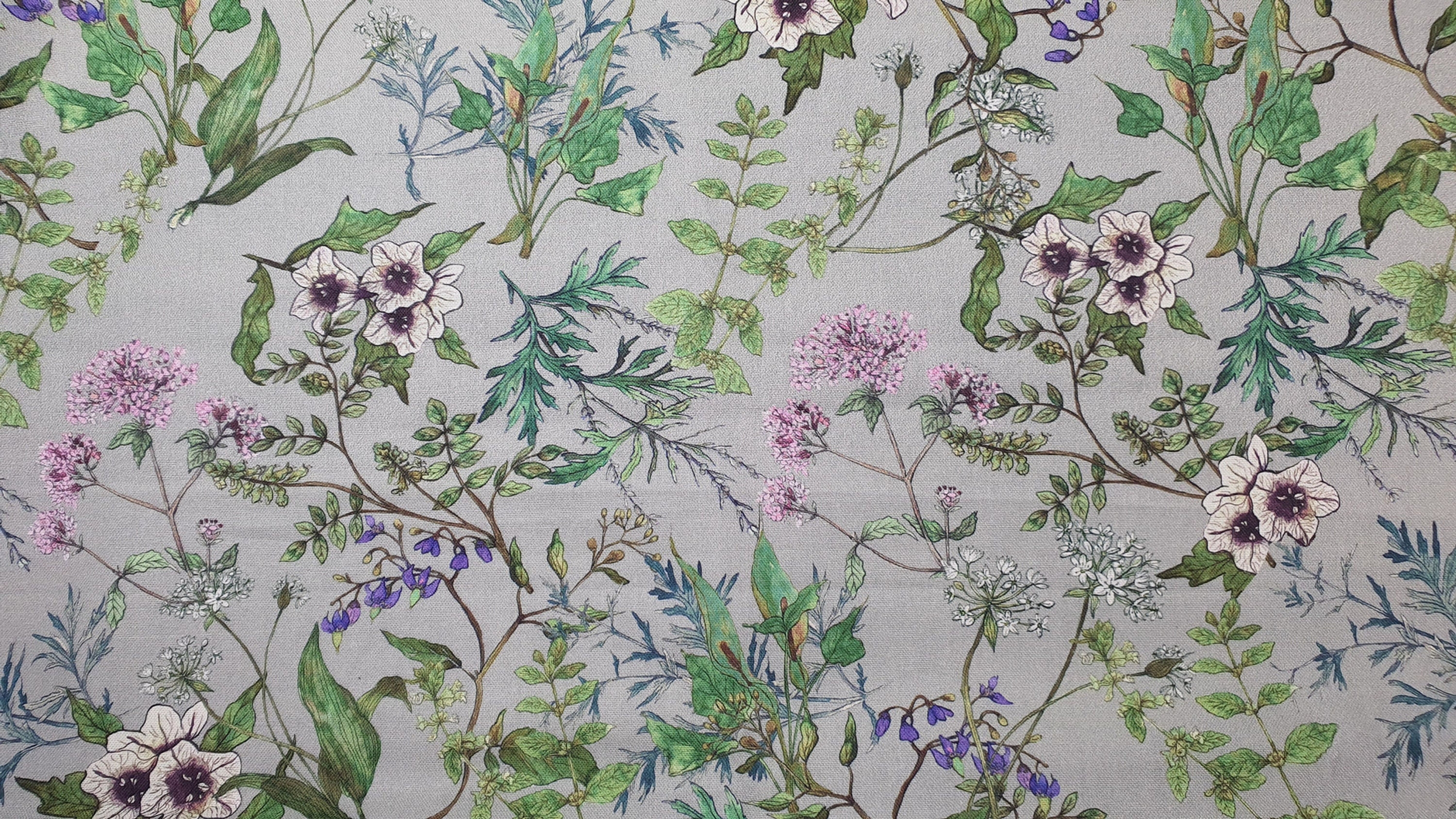 Secret Garden Floral On Grey Sold By The FQ