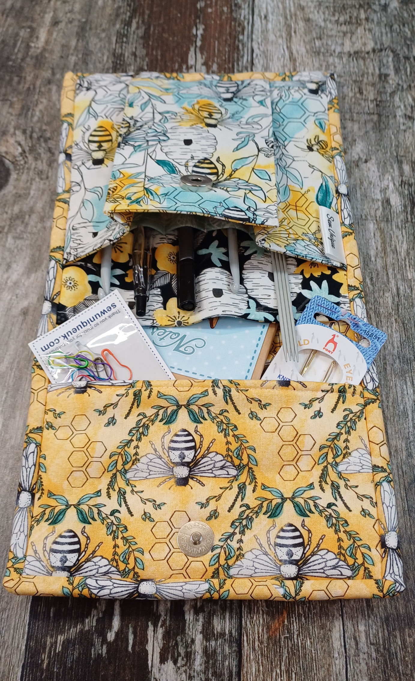 Bee Pouch # 5 For Crochet Hook, DPNs & Journaling Supplies