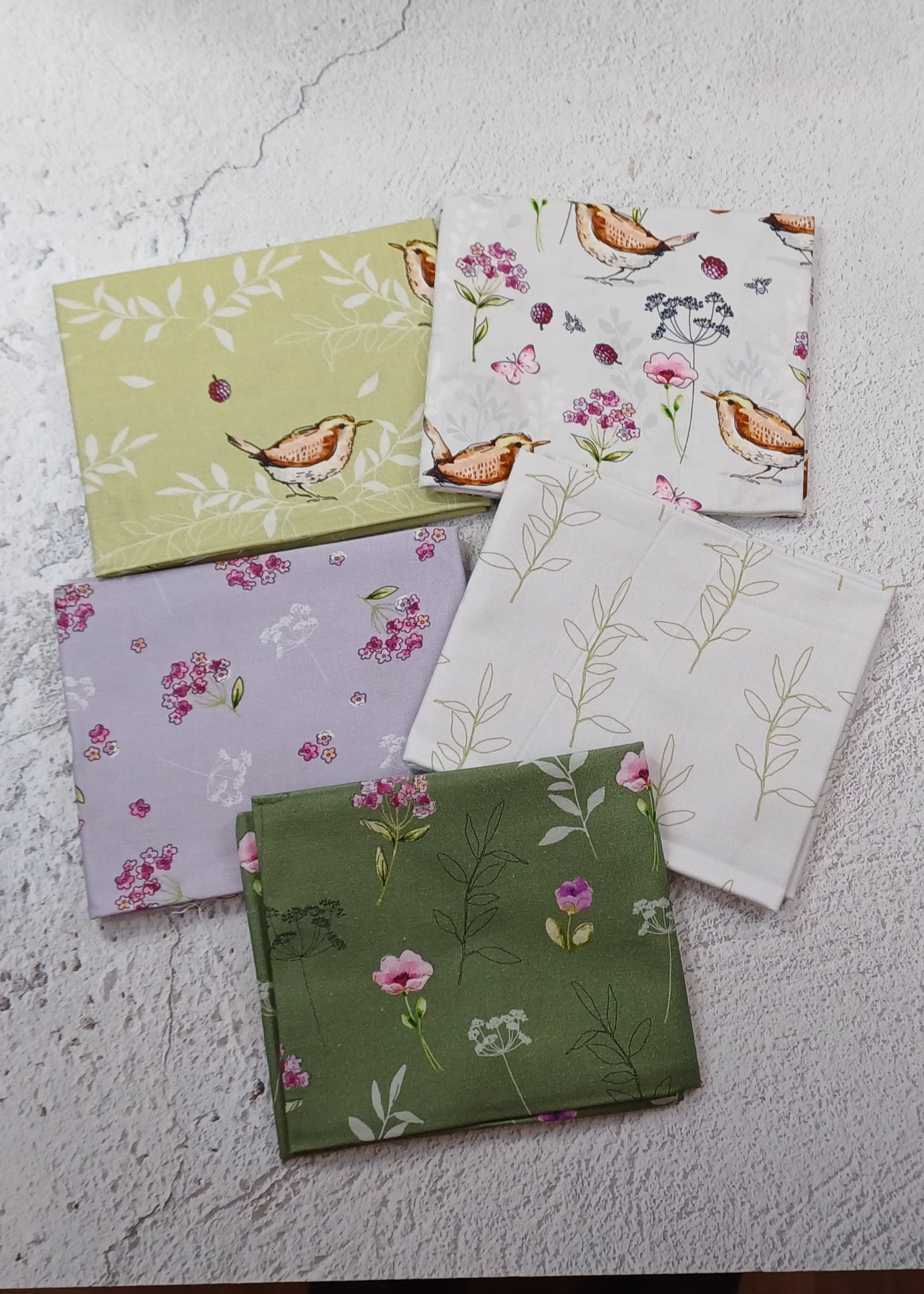 Natures Melody 5 Piece FQ Fabric Bundle By Susan Wheeler 