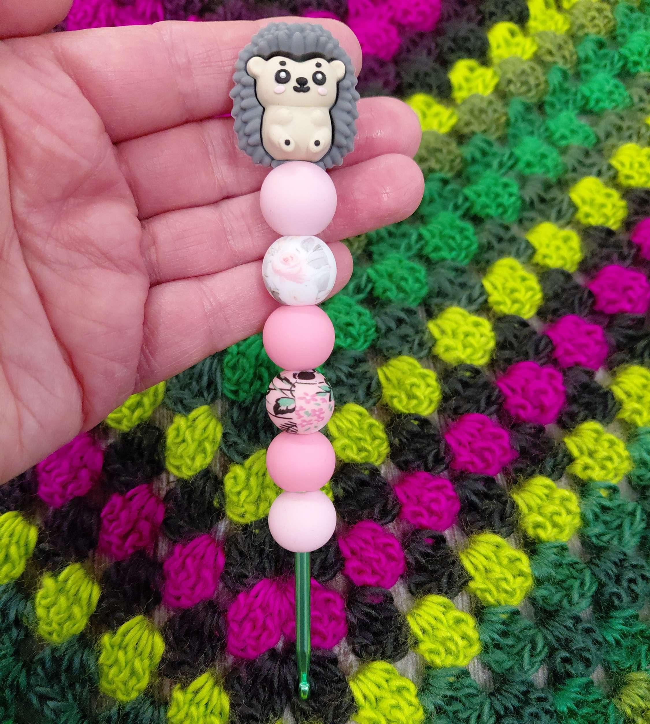 Crochet Hook Grey Hedgehog 4mm