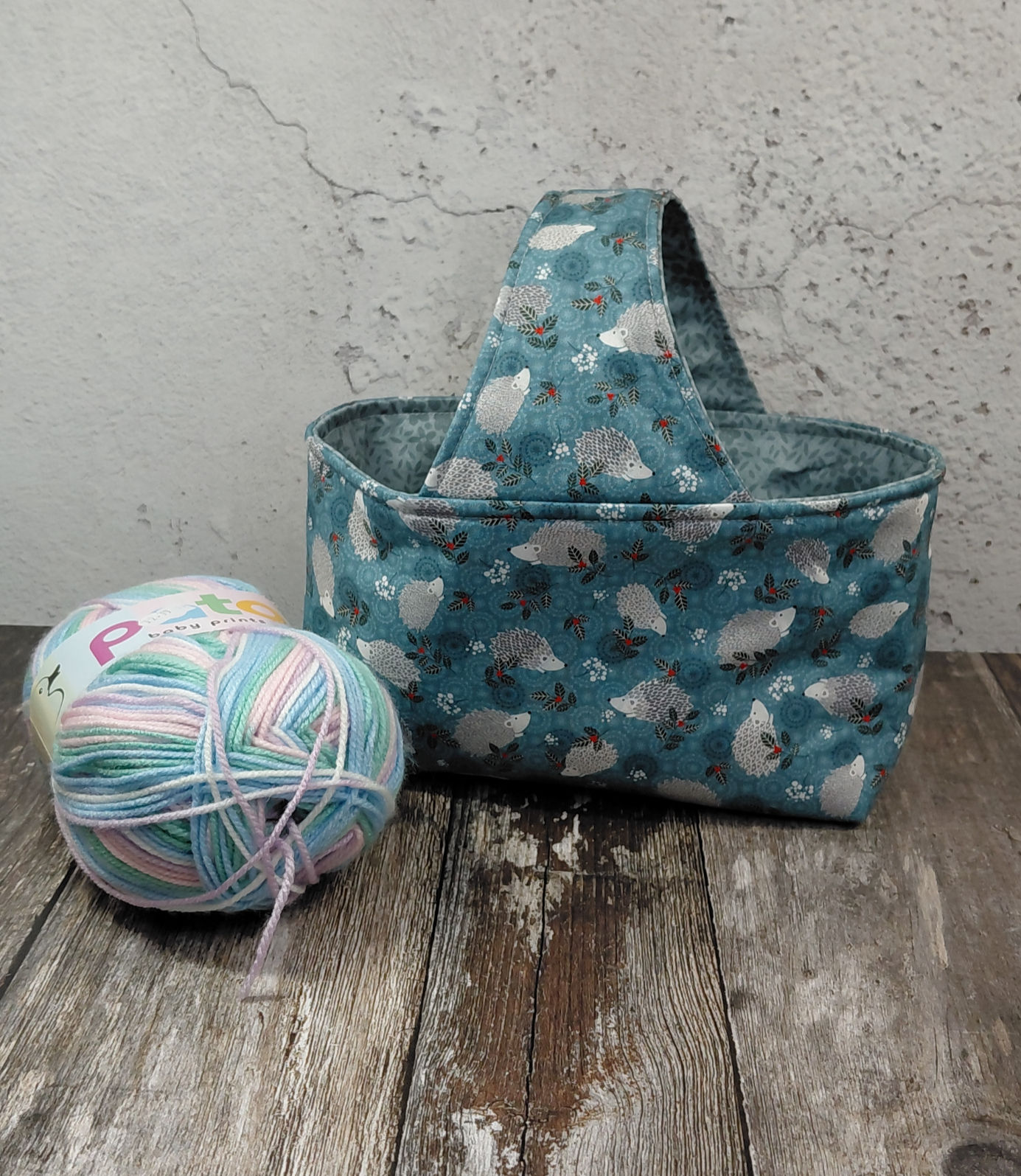 Fabric Basket Winter Hedgehogs