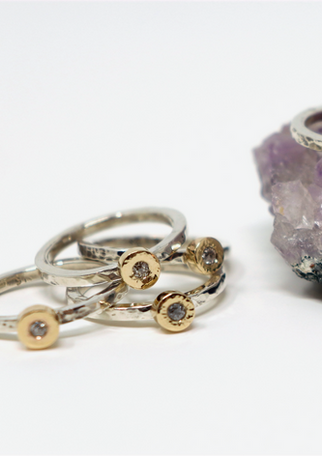 Special edition silver and gold stacker rings by Sarah Weatherall 