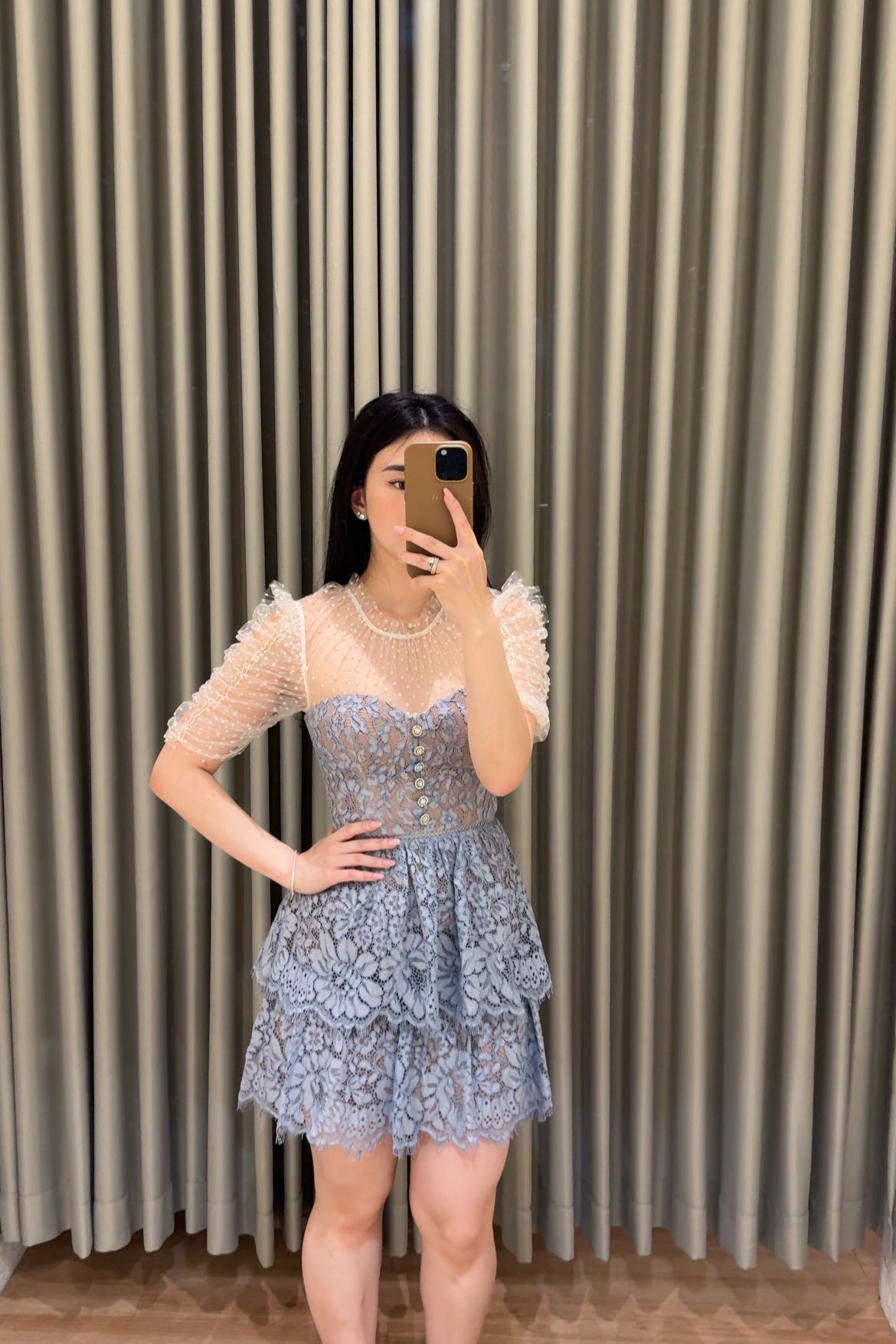 SP33 - Self Portrait Cord Lace Tiered Mini Dress