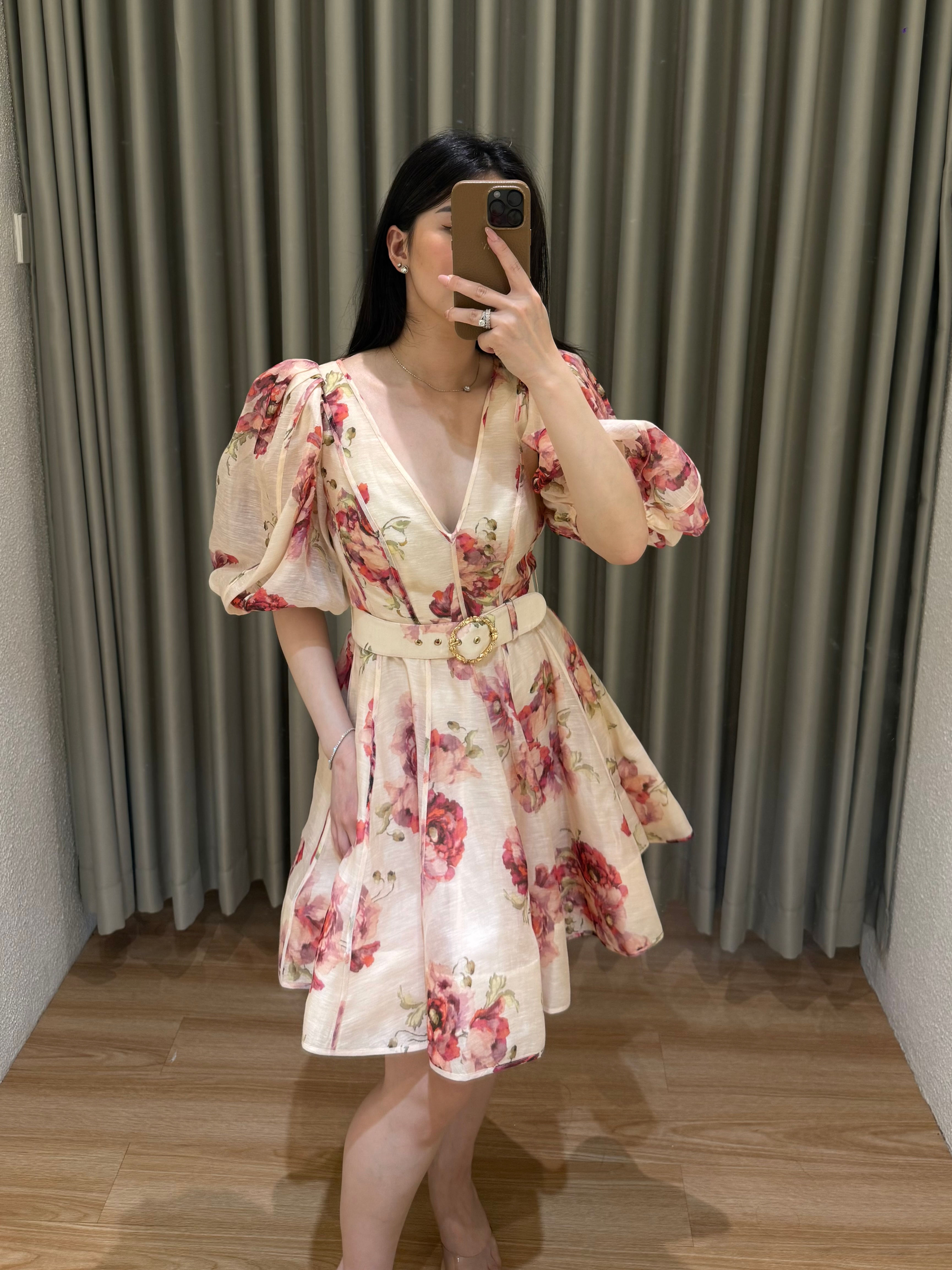 ZM59 - Zimmermann High Tide Puffer Sleeve Midi Dress