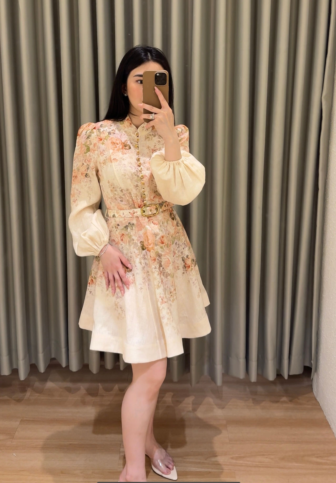 ZM61 - Zimmermann Illustration Floral Linen Mini Dress