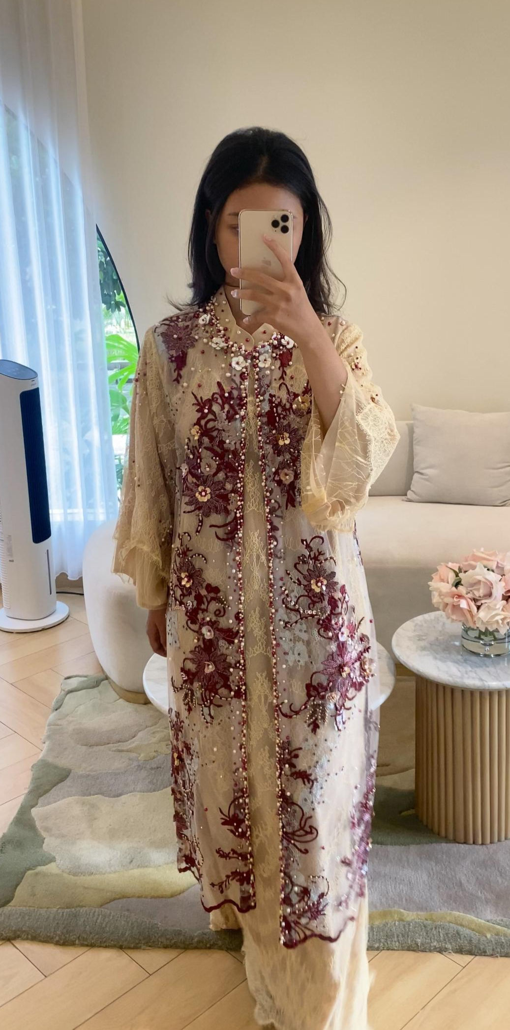 IV01-Ivory Red Drapery Dress