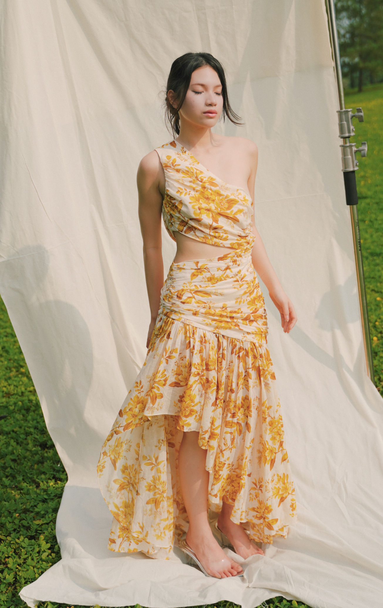 ZM28-Zimmermann One Shoulder Asymmetric Floral Dress