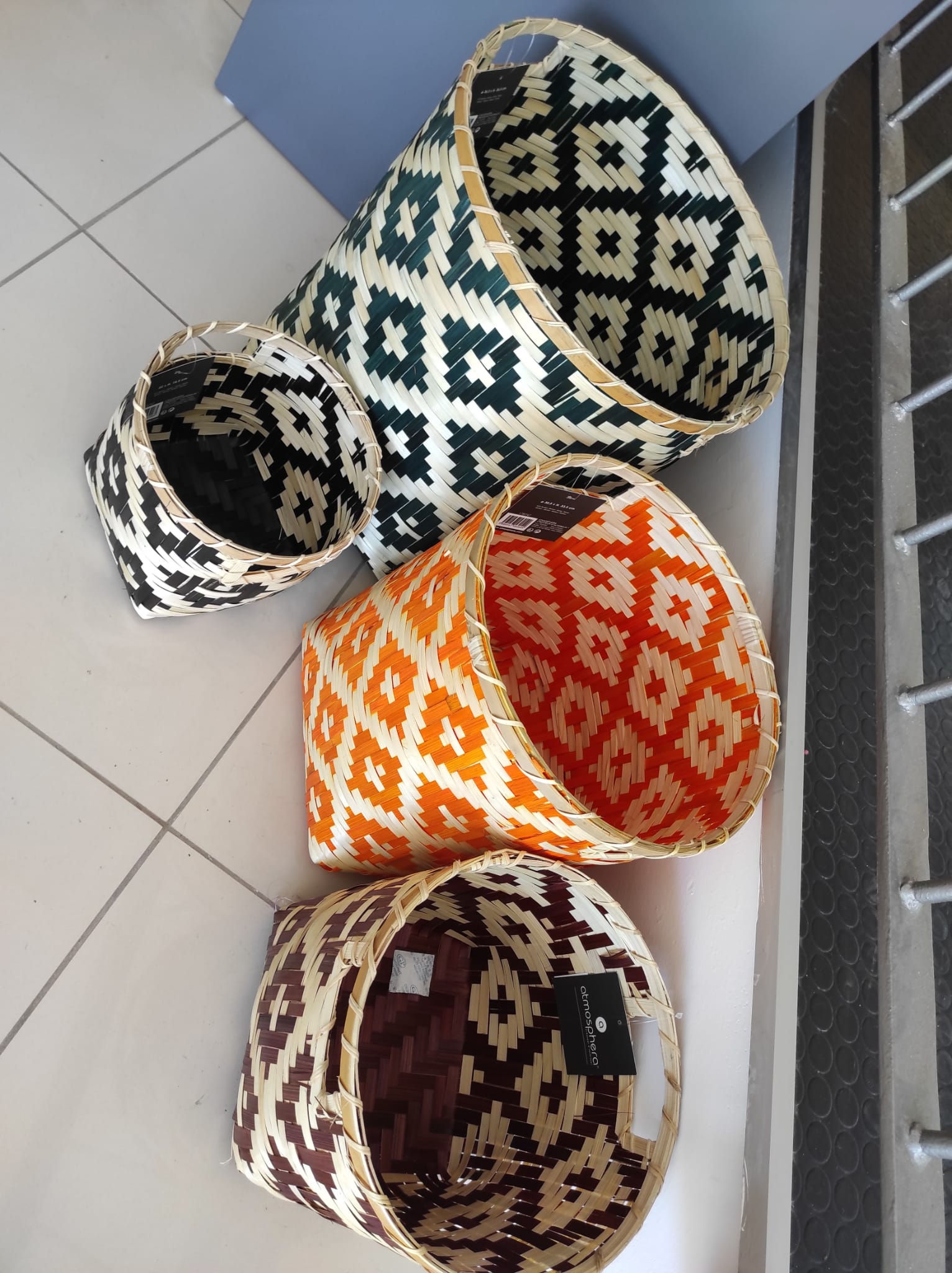 Cestos Bambú de Colores x4