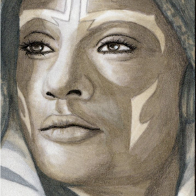 Sketch Card from the Topps Star Wars Master Work set of Ahsoka Tano from the Ahsoka series.