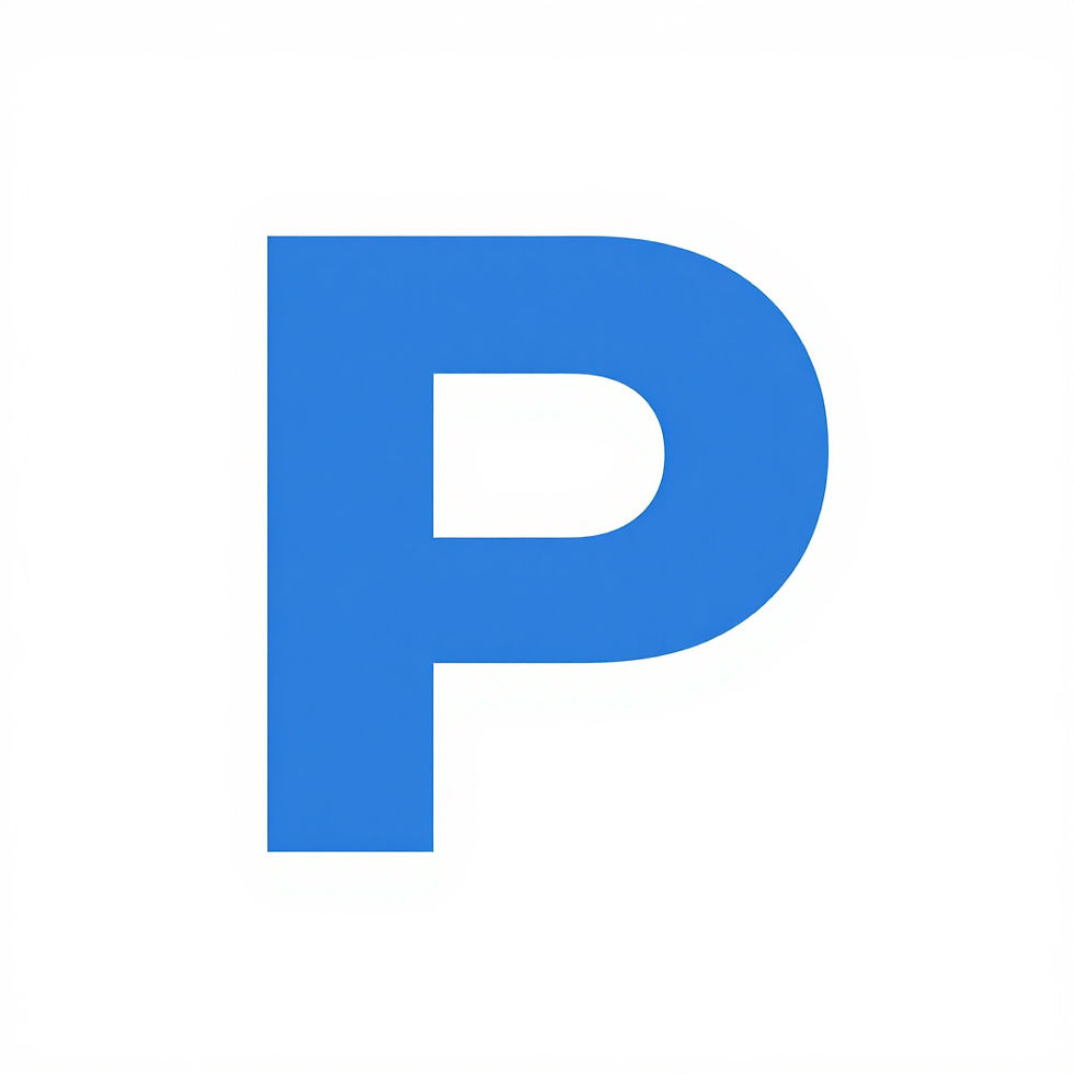 Blue letter P icon for the podcast logo.