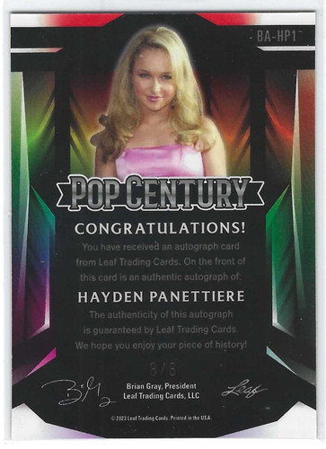 Hayden Panettiere 2023 Leaf Decadence Pop Century Black #BAHP1