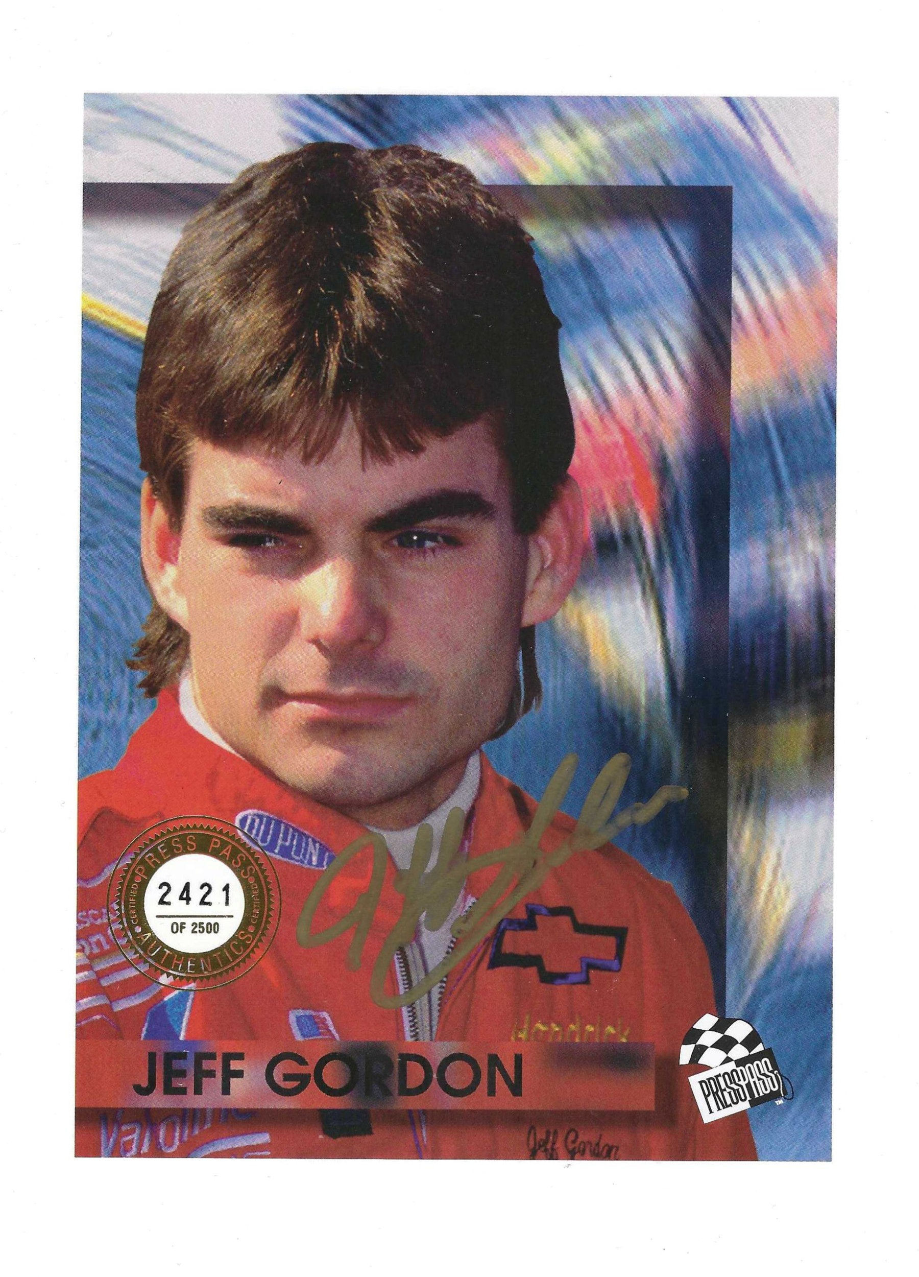 Jeff Gordon Signed 8 X 10 Press Pass Authentics
