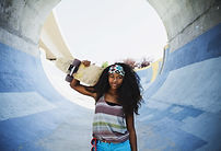 woman and skateboard
