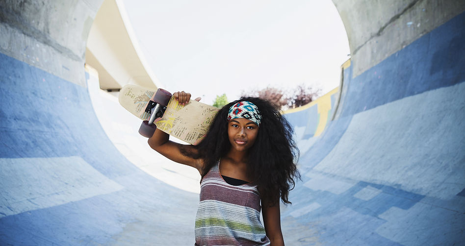 woman and skateboard