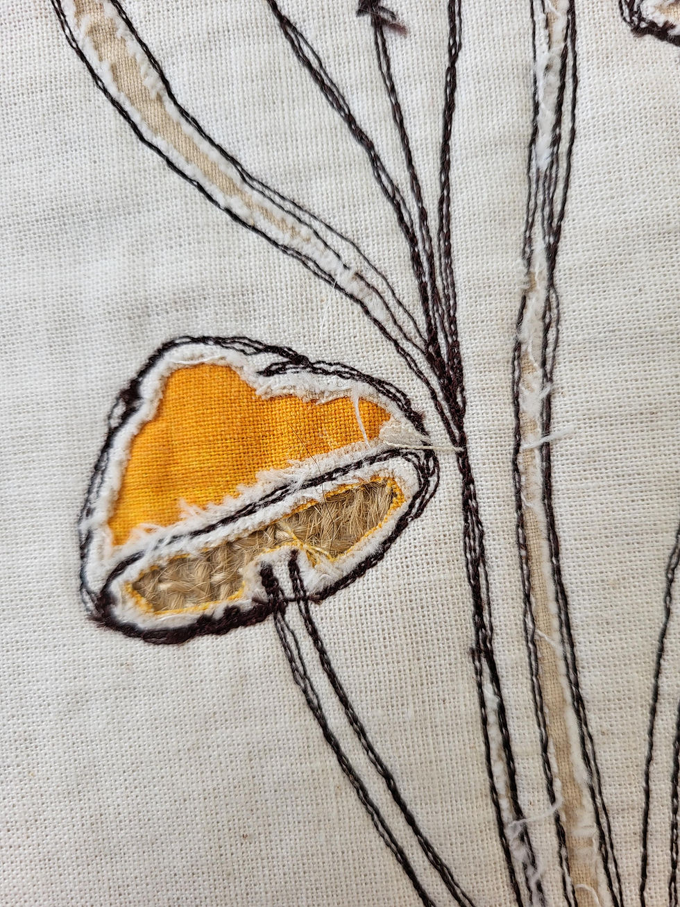 Thumbnail: Handmade Mushroom Folk Art Textile Wall Hanging