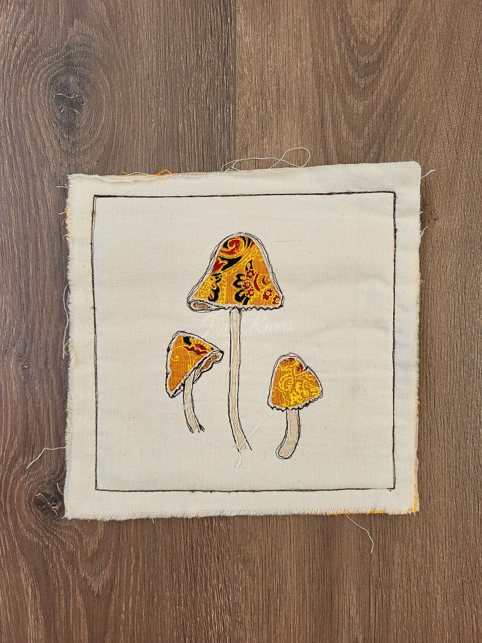 Handmade Toadstool Folk Art Textile Wall Hanging