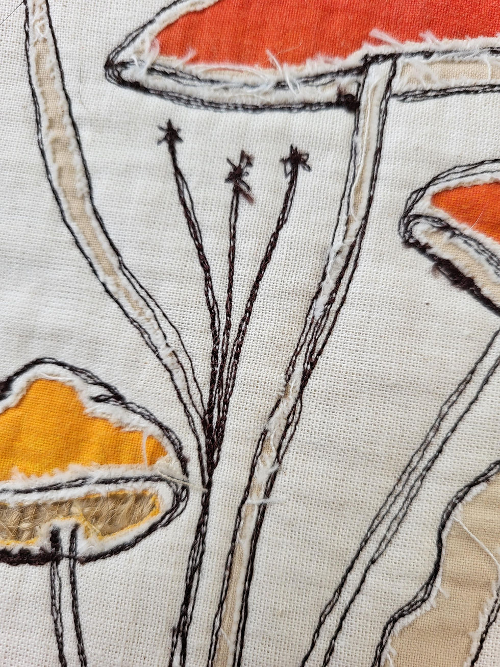 Thumbnail: Handmade Mushroom Folk Art Textile Wall Hanging