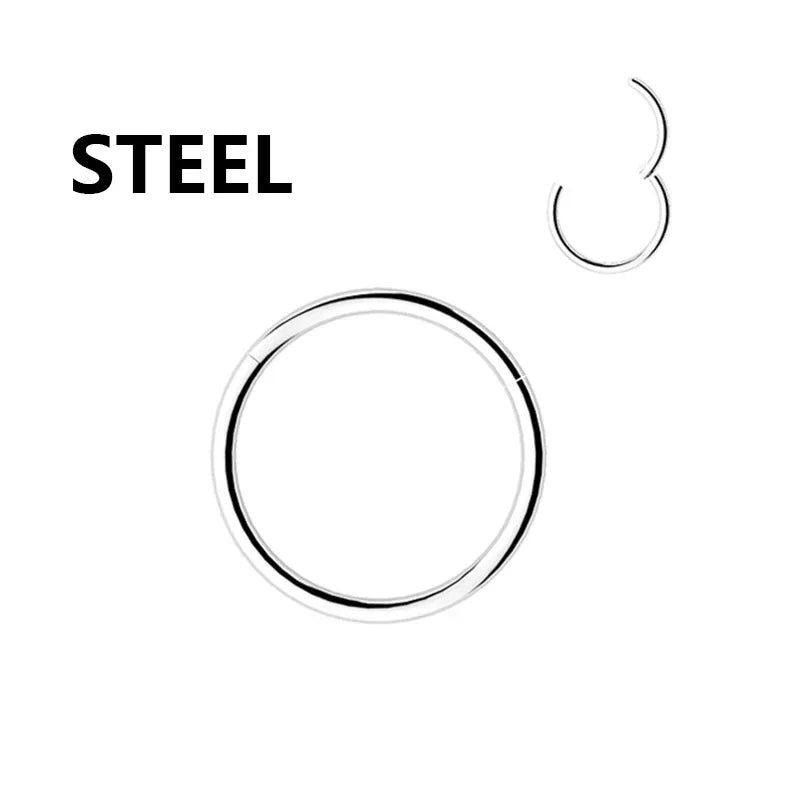 Thumbnail: 1PC Stainless Steel Nose Hoop Septum Piercing Clicker Hinged