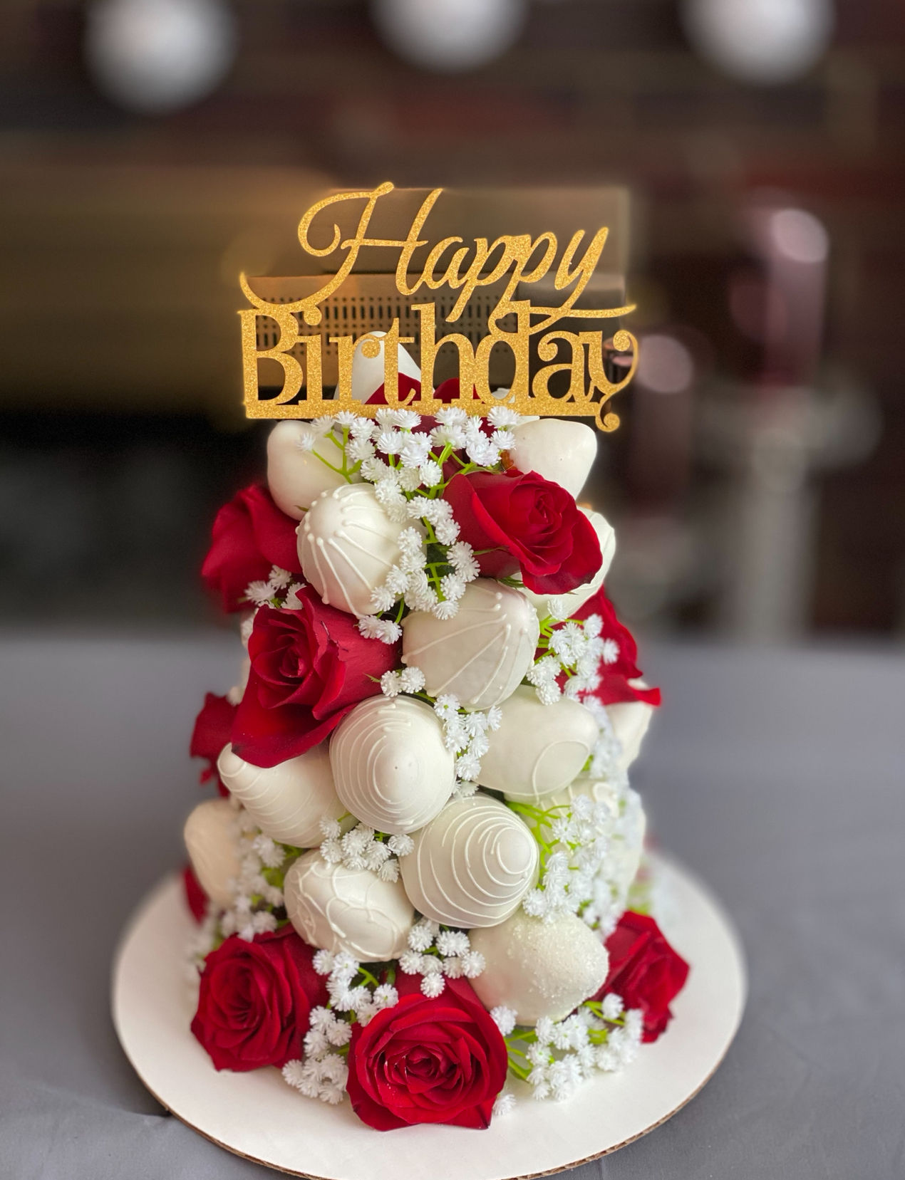 Medium strawberry & rose tower