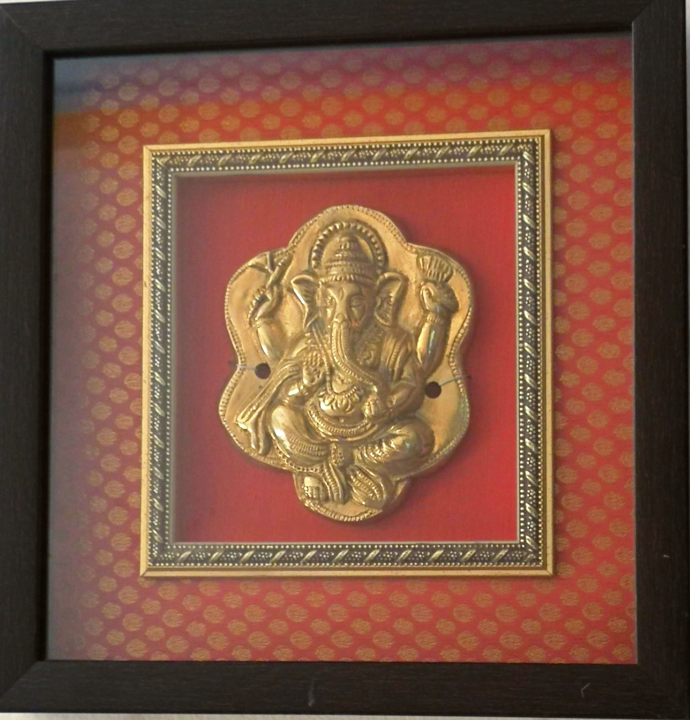 Brass Ganesha wall frame