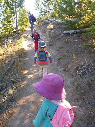 A Group of Kids Hiking with an Adult in Yellowstone