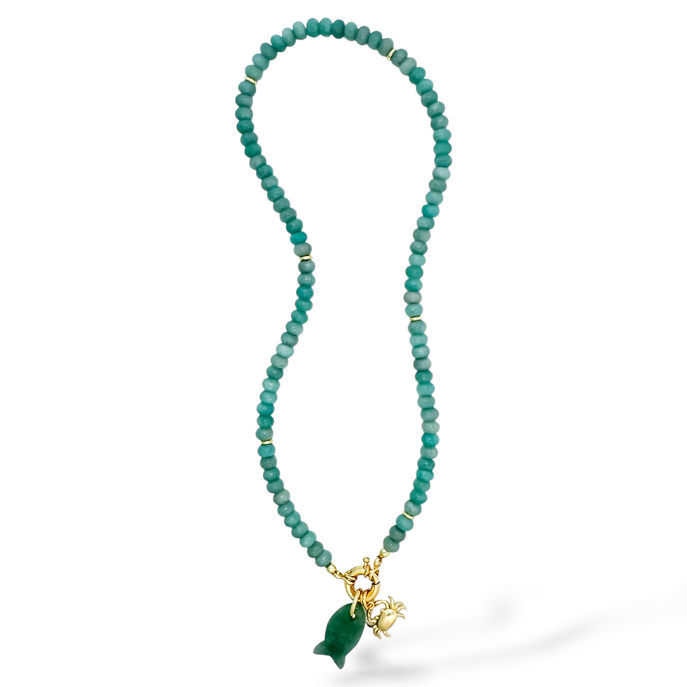 Full view of Mini Reefside Necklace in Mini Seaweed beads