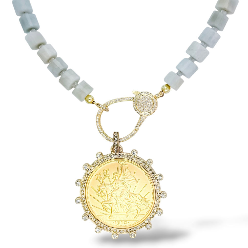 Rainlight Astoria Necklace with Golden Sovereign Coin Charm and Aster clasp