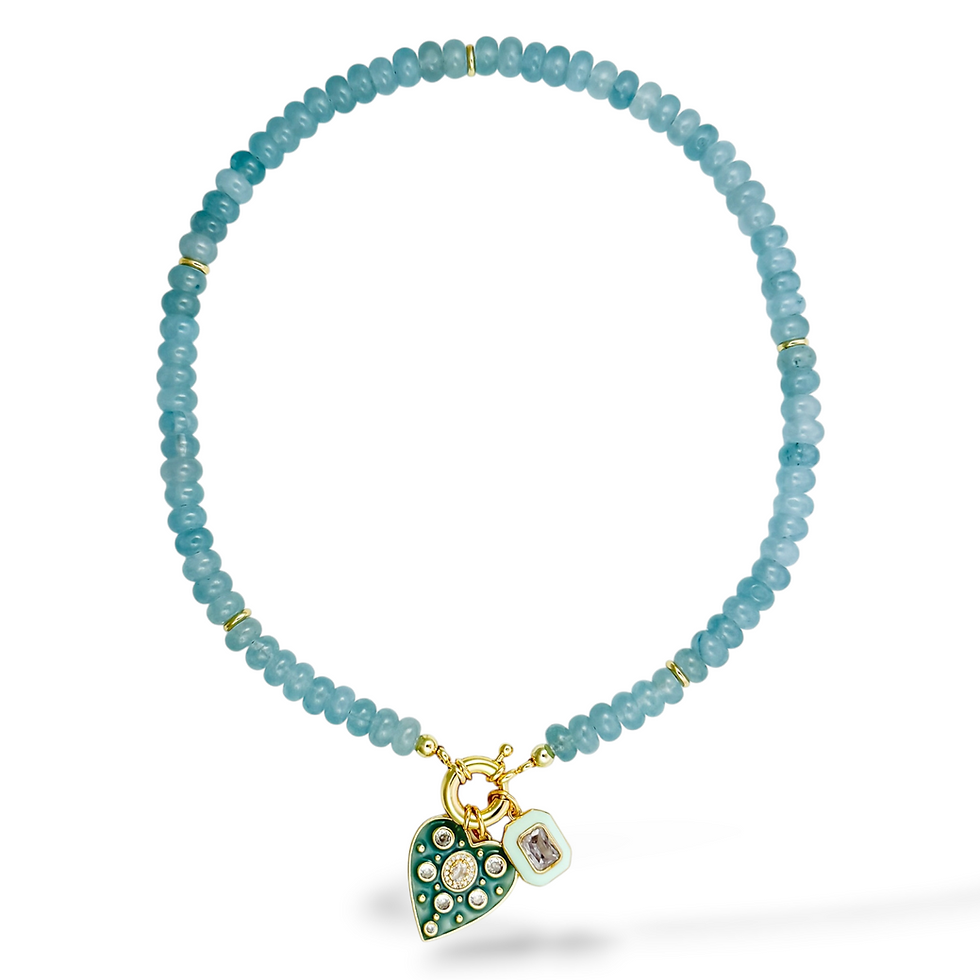 Thumbnail: Full view of Seaglass Jewel Necklace in Sea Glass natural stone beads