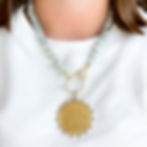 Thumbnail: Rainlight Astoria Necklace styled on model with Golden Sovereign Coin Charm