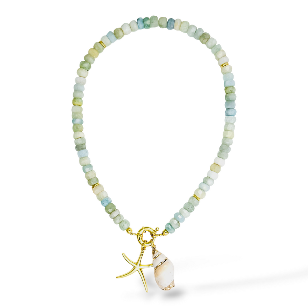 Thumbnail: Full view of Linen Coast Conch Necklace in Linen Coast natural stone beads