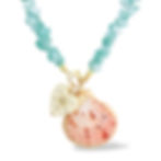 Aquarelle Shellheart Necklace with Cream Bubble Heart and Brown Scallop Shell charms