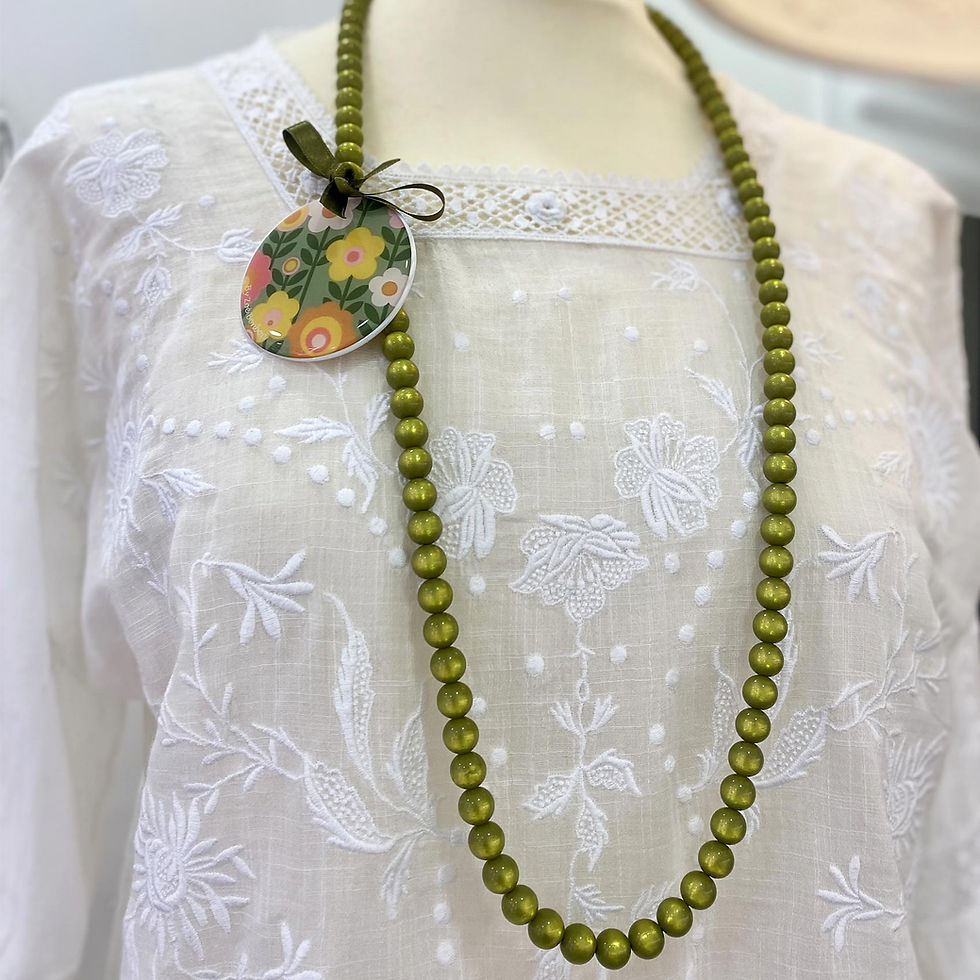 Miniature : Sautoir OLIVE et sa nacre «Simone flowers»