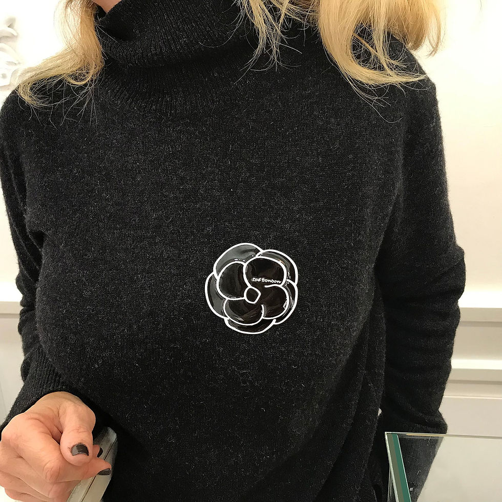 Miniature : Broche Camélia - NOIR & BLANC