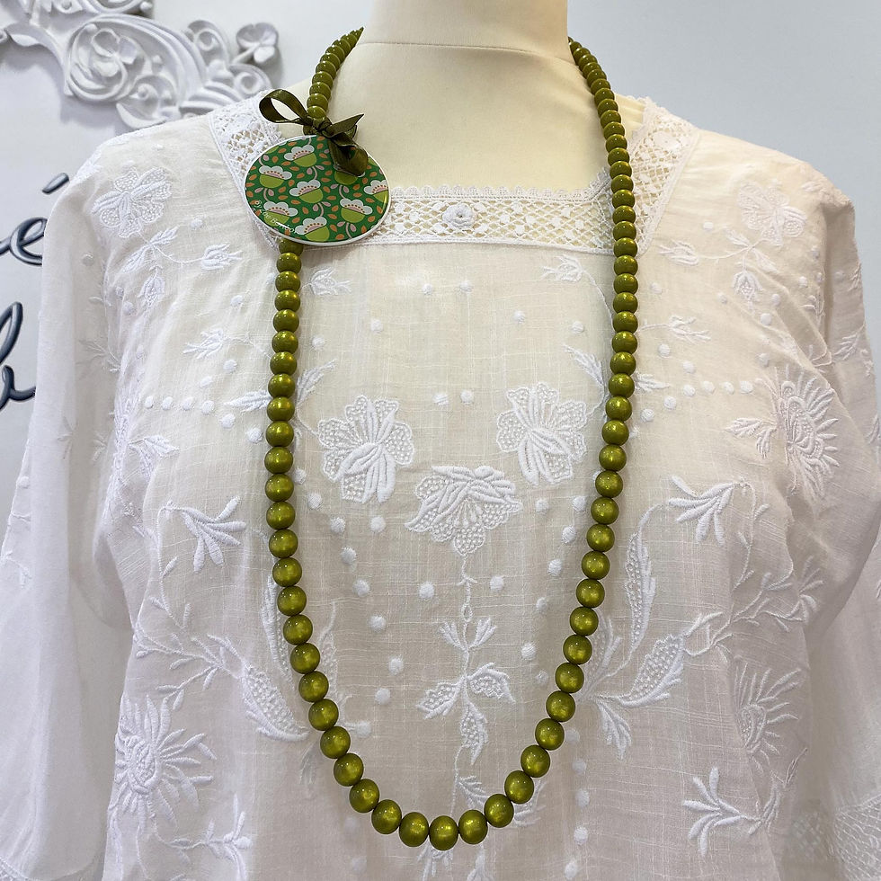 Miniature : Sautoir OLIVE et sa nacre «Anisette flowers»