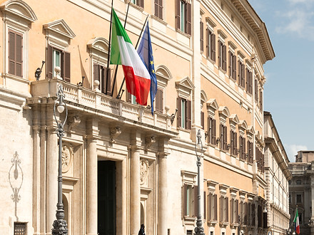 The entrance to the Italian Parliament in Rome at the Piazza di Montecitorio.jpg