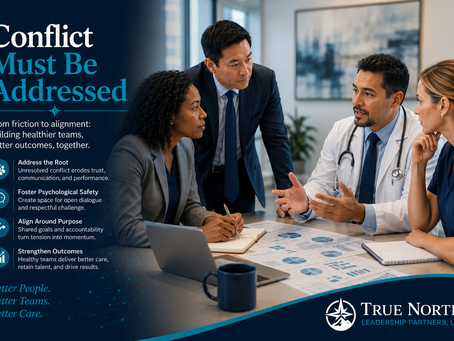 Healthcare leaders working together to resolve conflict.
