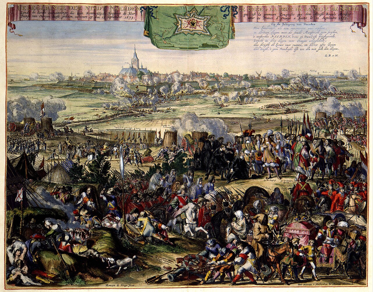 Romeyn de Hooghe, Belegeringe der Stadt Naerden: herovering van Naarden door Willem III in 1673. Bron: Atlas van der Hagen, via Wikimedia Commons; publiek domein.