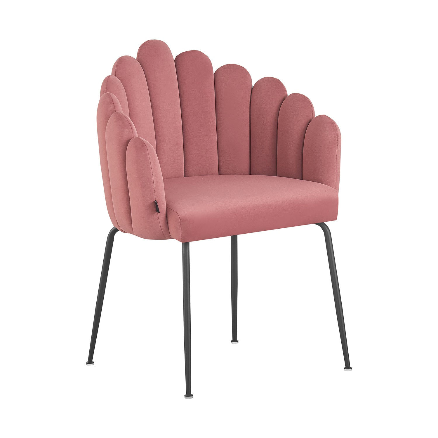 Mid-Century Velvet Dining Chair with Ergonomic Black Metal Legs