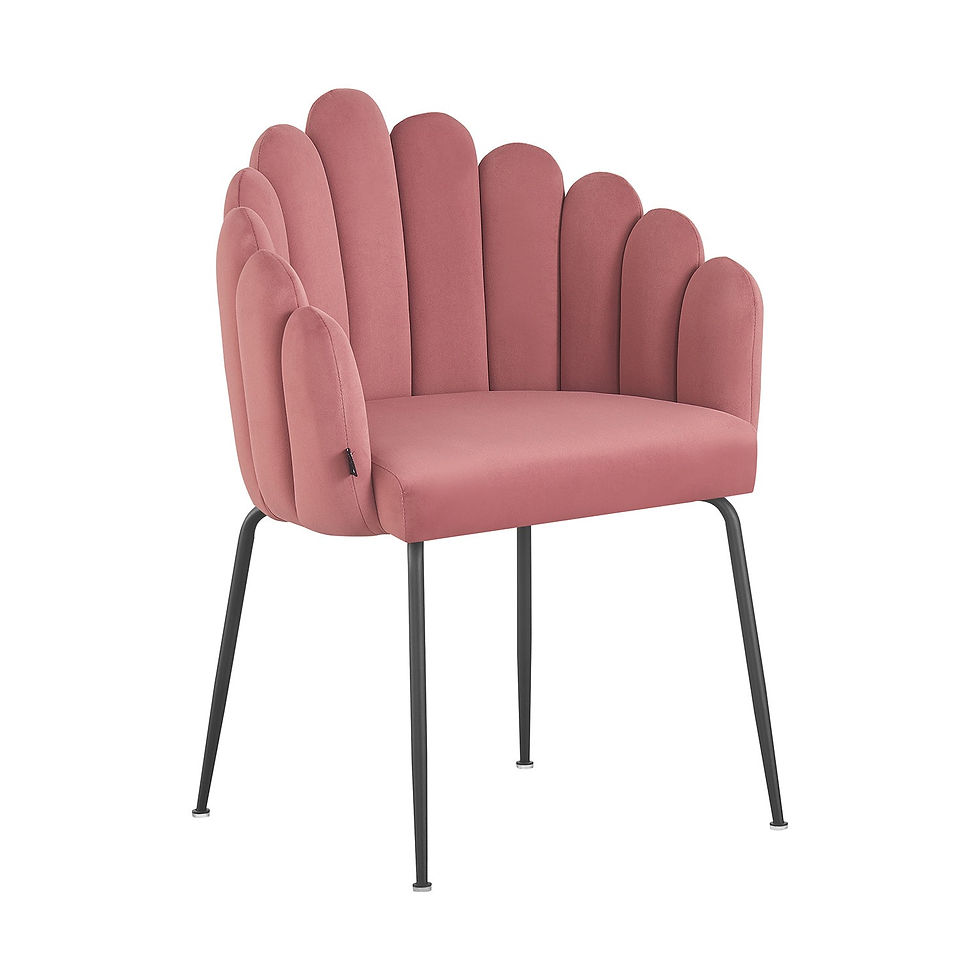 Thumbnail: Mid-Century Velvet Dining Chair with Ergonomic Black Metal Legs