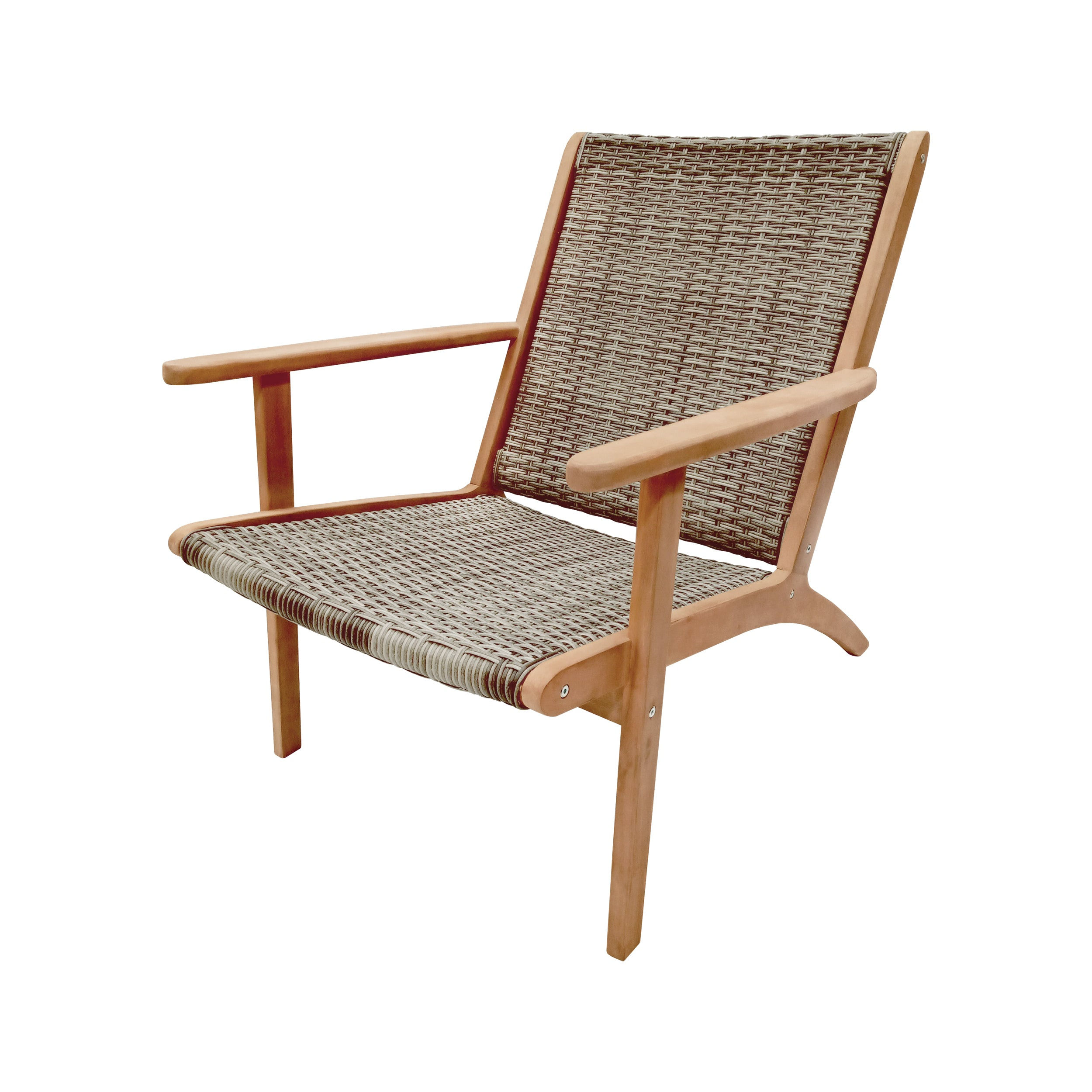 Radius Solid Acacia Wood and Woven Wicker Lounge Chair