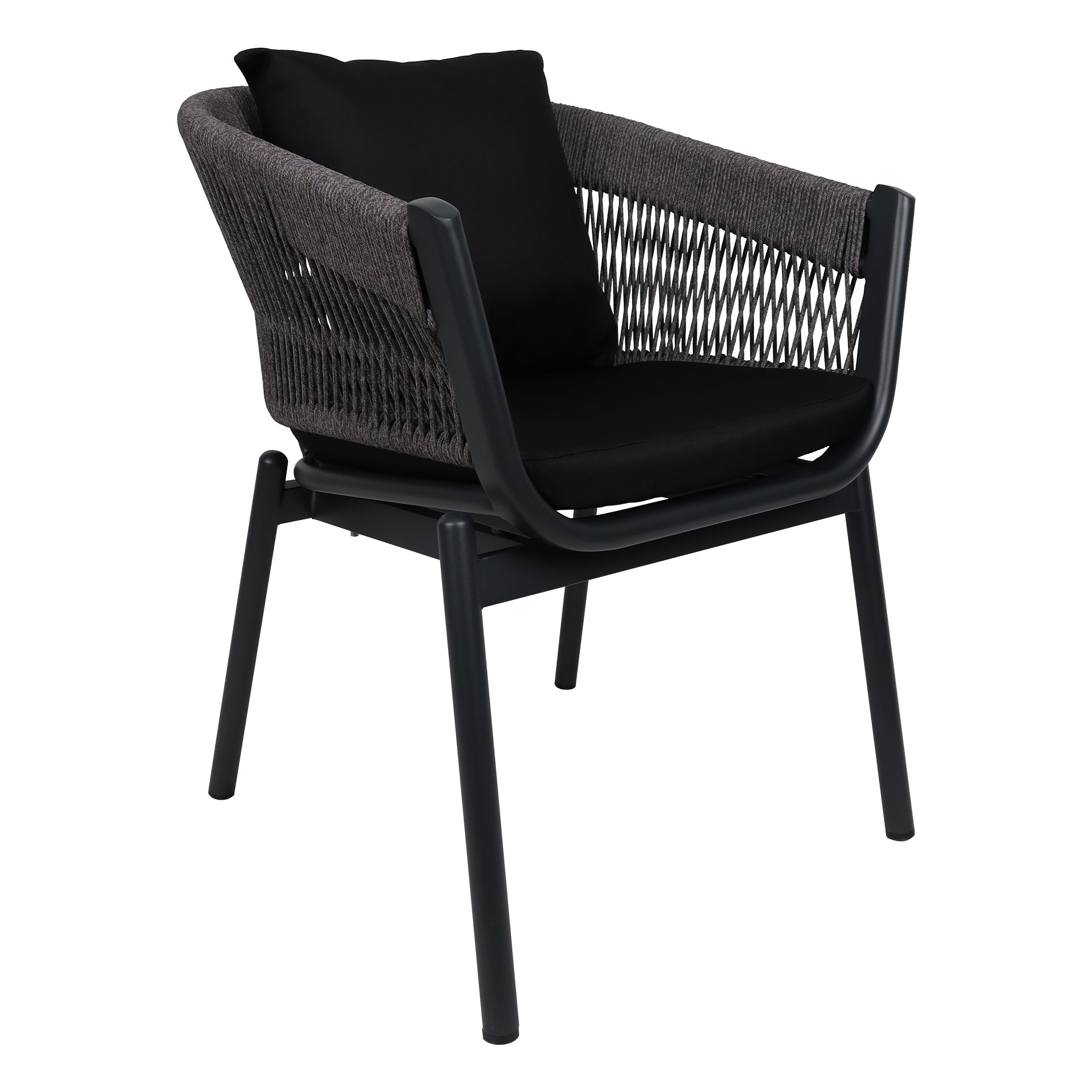 Modern Charcoal Rope Armchair for Indoor and Outdoor Living