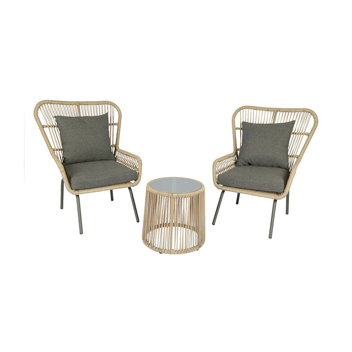 Sophisticated Outdoor Woven Armchair Set with Matching Coffee Table