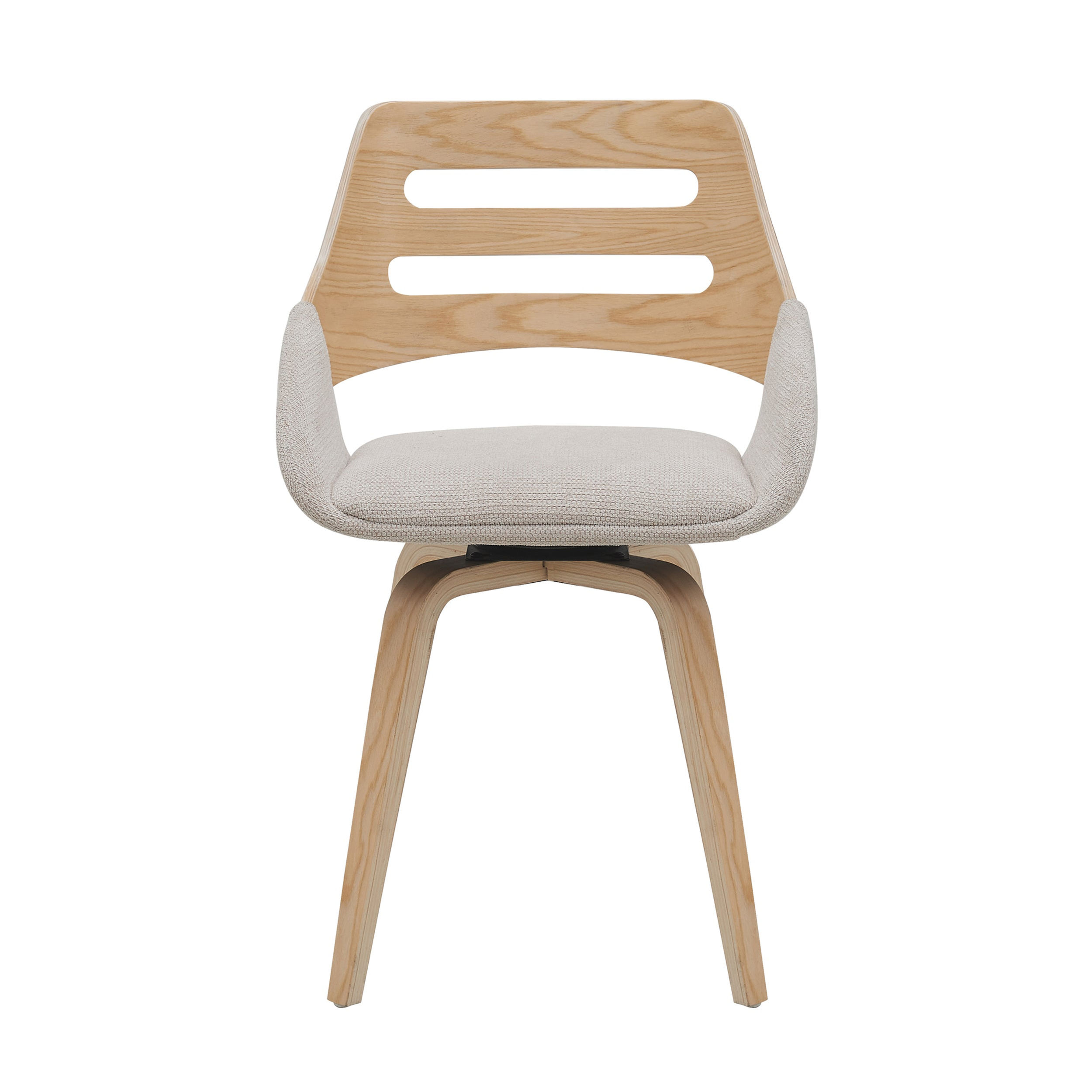 Mid-Century Walnut Dining Chair with Soft Beige Chenille Upholstery