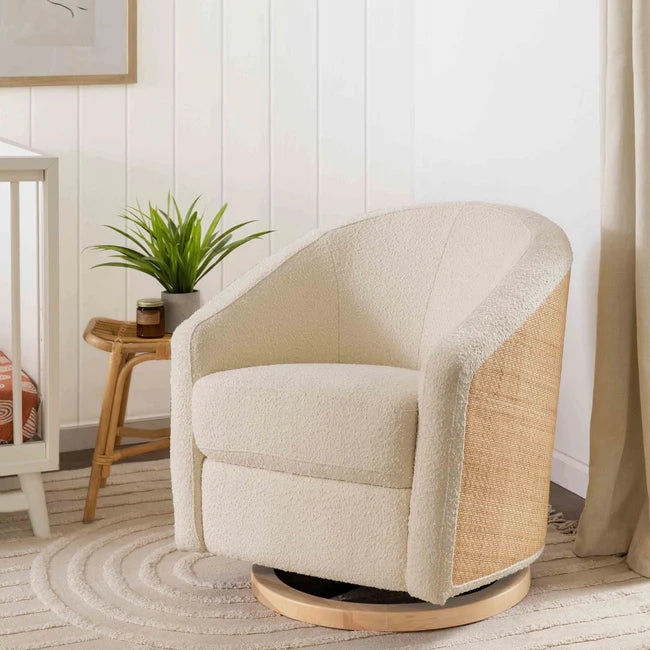 Miniatura: Modern Swivel Glider Armchair with Textured Boucle Fabric Seat