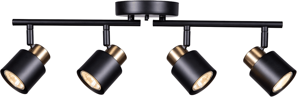 Thumbnail: Adjustable Four Light Matte Black and Brass Ceiling Track Kit