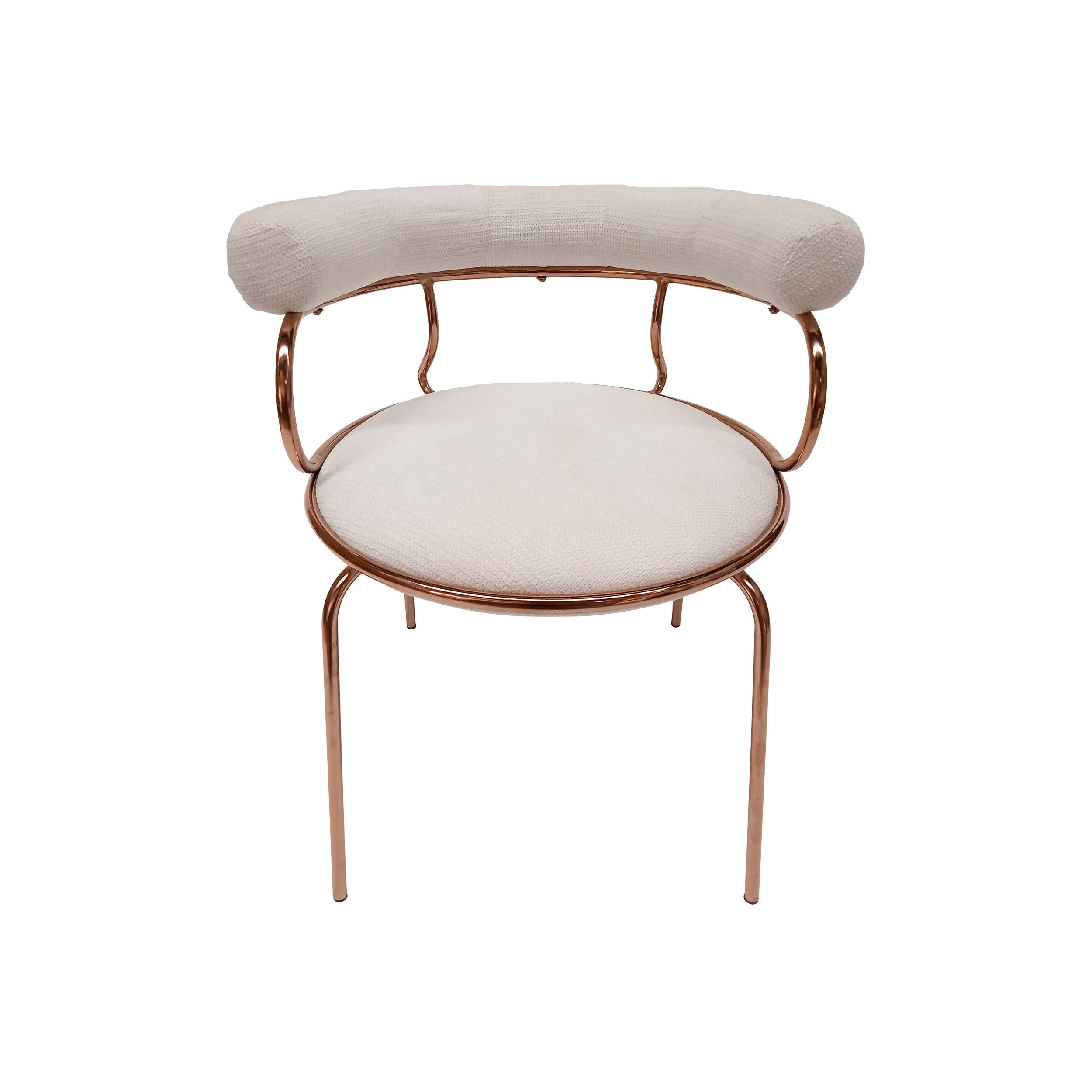 Modern White Metal Accent Chair with Soft Chenille Cushioning