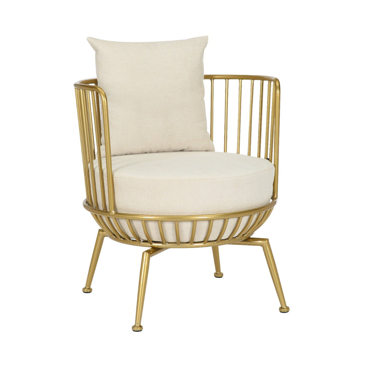 Modern Gold Frame Accent Armchair with Plush Padded Seat