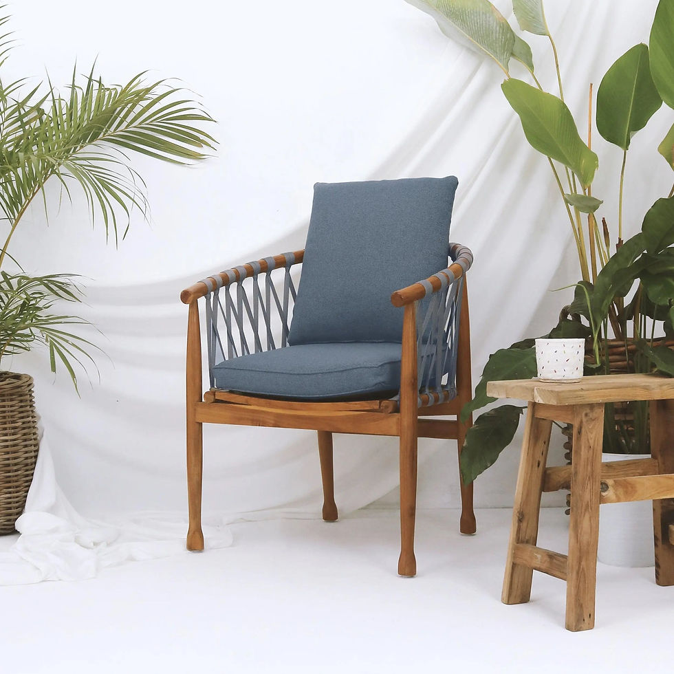 Miniatura: Modern Wood Armchair with Grey Rope and Polyester Cushions
