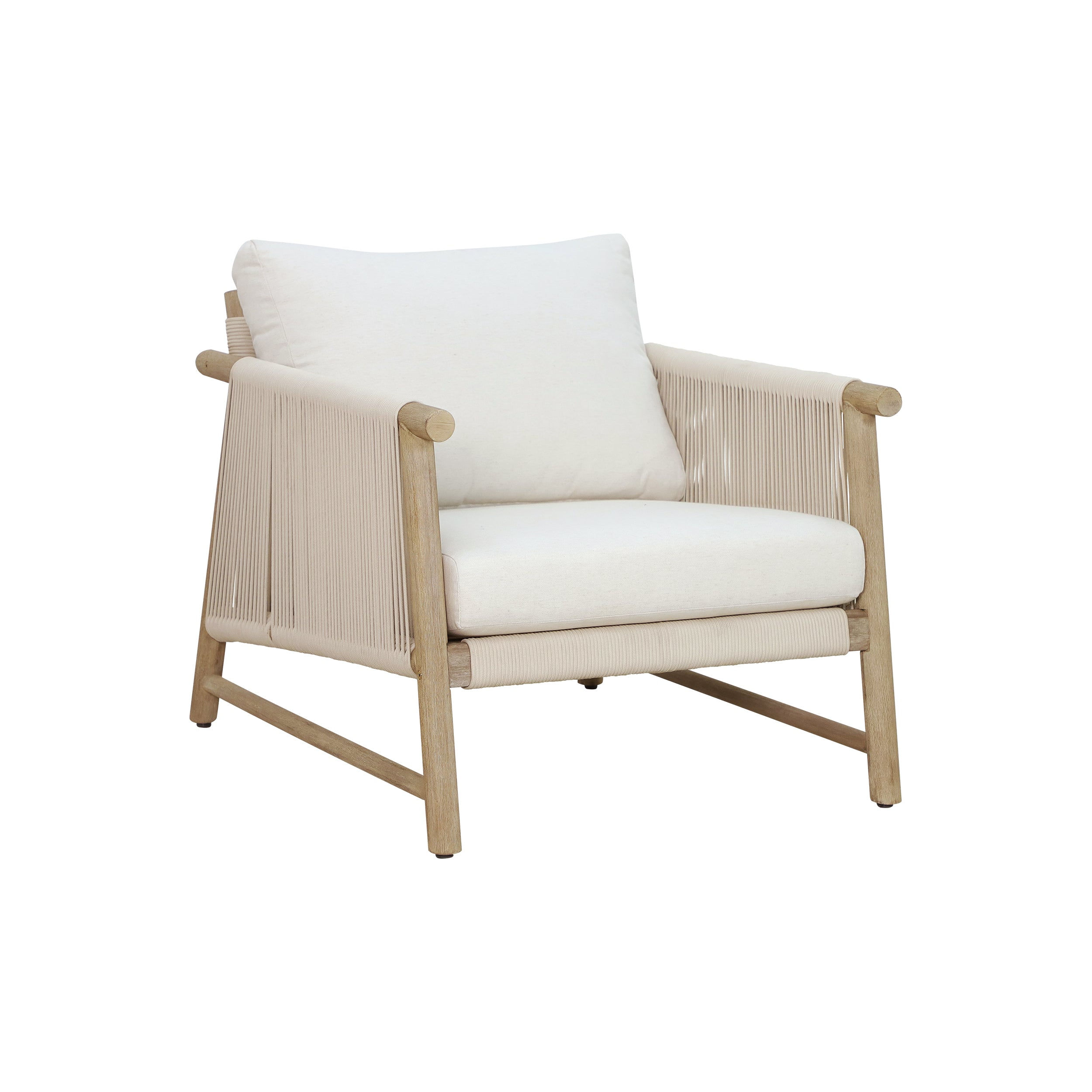 Natural Acacia Wood Zulu Armchair with Soft Polyester Cushions